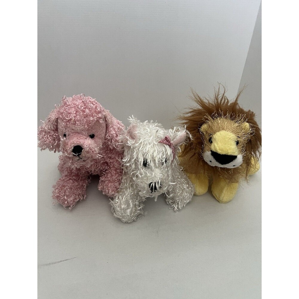 Lot of 3 Webkinz Plush Animals Lion, White Terrier, Pink Poodle No Codes Ganz